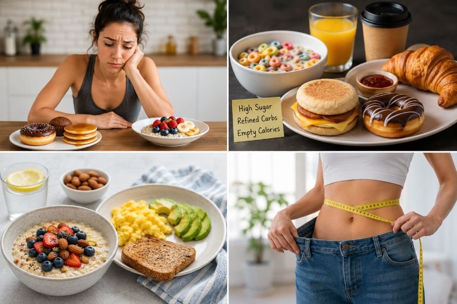Woman making a healthy breakfast choice for weight loss